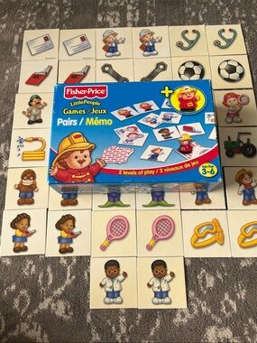 Fisher-Price Little People Pairs Memory Game - Blue Box with 38 Colorful Tiles